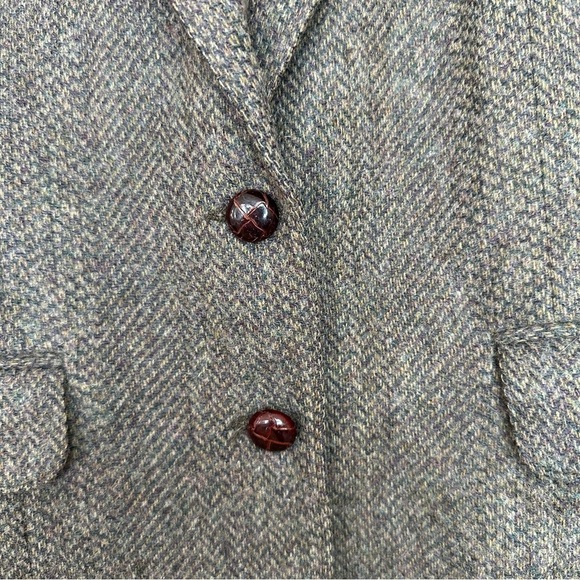 Vintage Andrea York by Farah Women 16 Wool Blazer Herringbone Academia Brown Gra - Picture 5 of 12